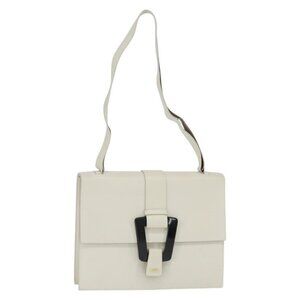 Authentic GUCCI Shoulder Bag Leather White Gold